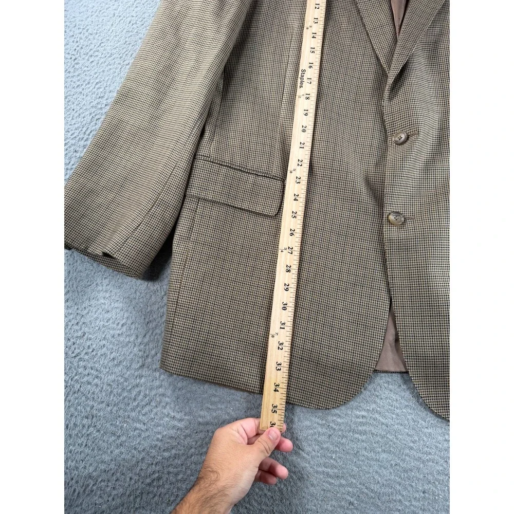 Jos A Bank Reserve Blazer Mens 48L Brown Silk Wool Houndstooth Sport Coat